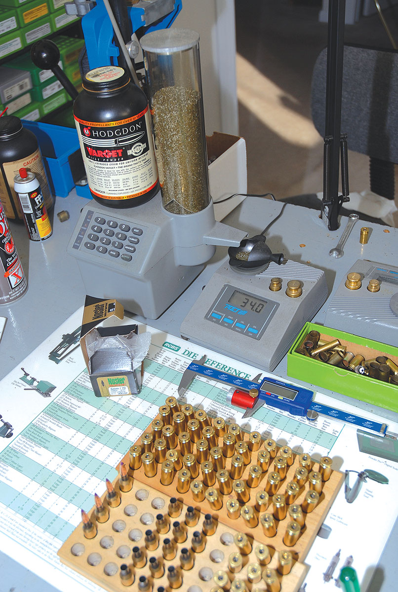 The PACT digital scale and powder dispenser were used to weigh all charges.